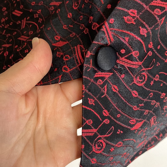 Vintage Waistcoat Mens Medium Large Red Embroidered Musical Notes Music Lover - Picture 6 of 12